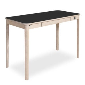 Sm131 Schreibtisch Eiche Weiß Öl/Schwarz Nano-Laminat 115X55X74Cm 