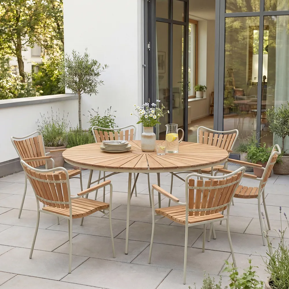 Ellen Esstisch 150 cm Sandy Grey / Teak