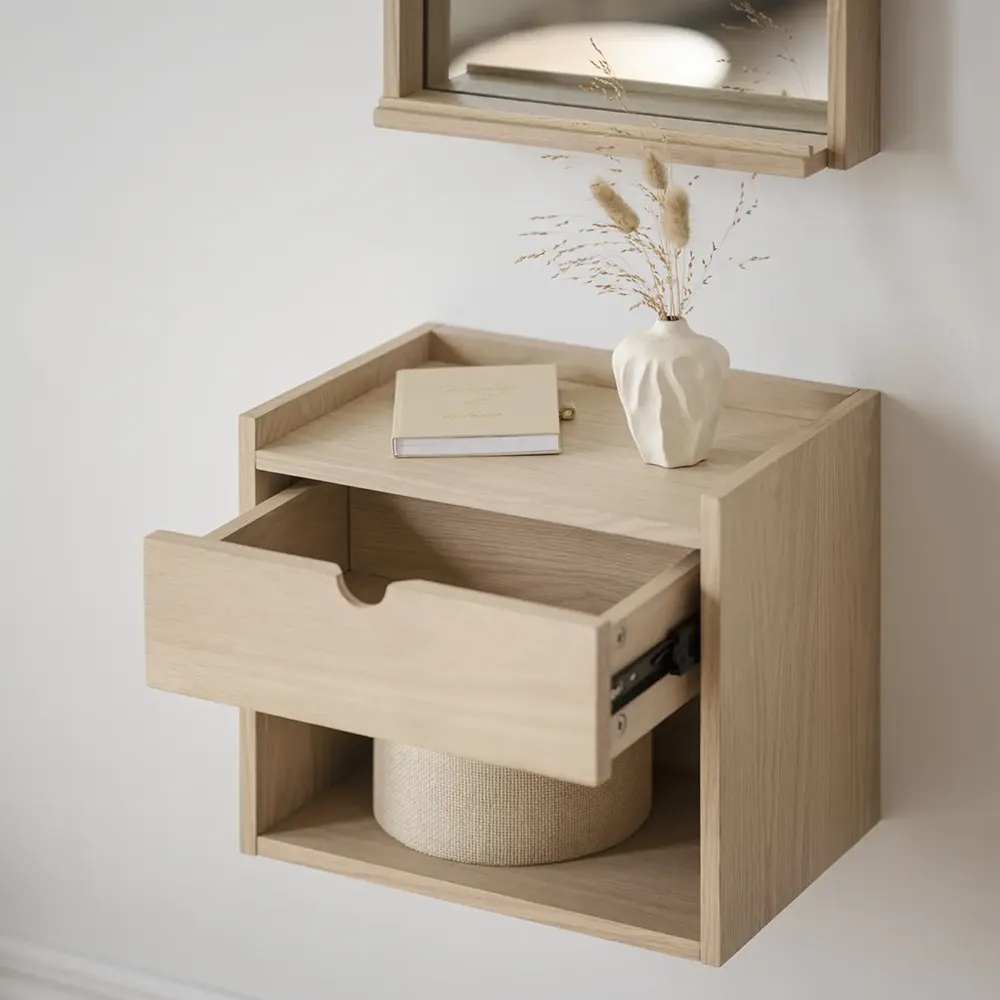 Hillmond Nachttisch weiß pigmentierte Eiche