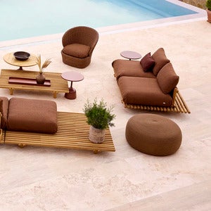 Circle Fußhocker extra groß Umber brown Soft Rope