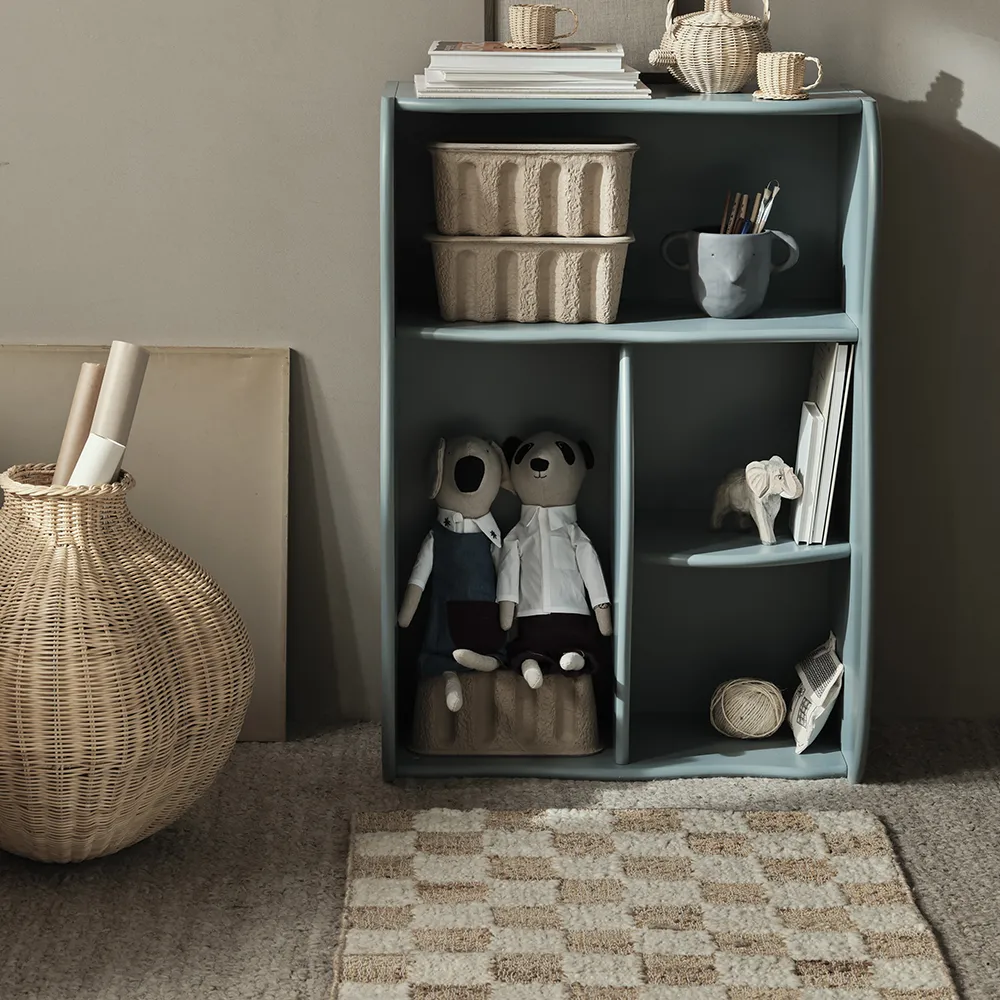 Handgewebter Wollteppich Check 70x180 cm Coffee