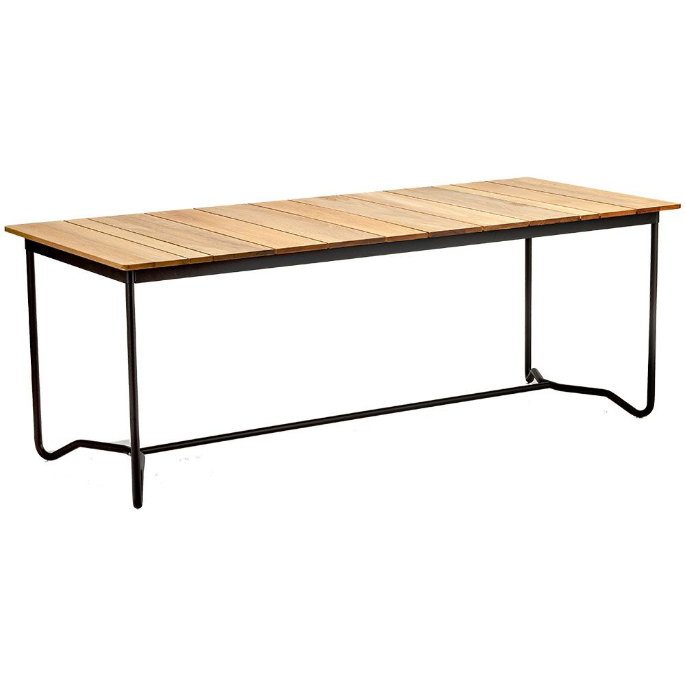 Grinda Tisch 85X200cm Schwarz / Teak