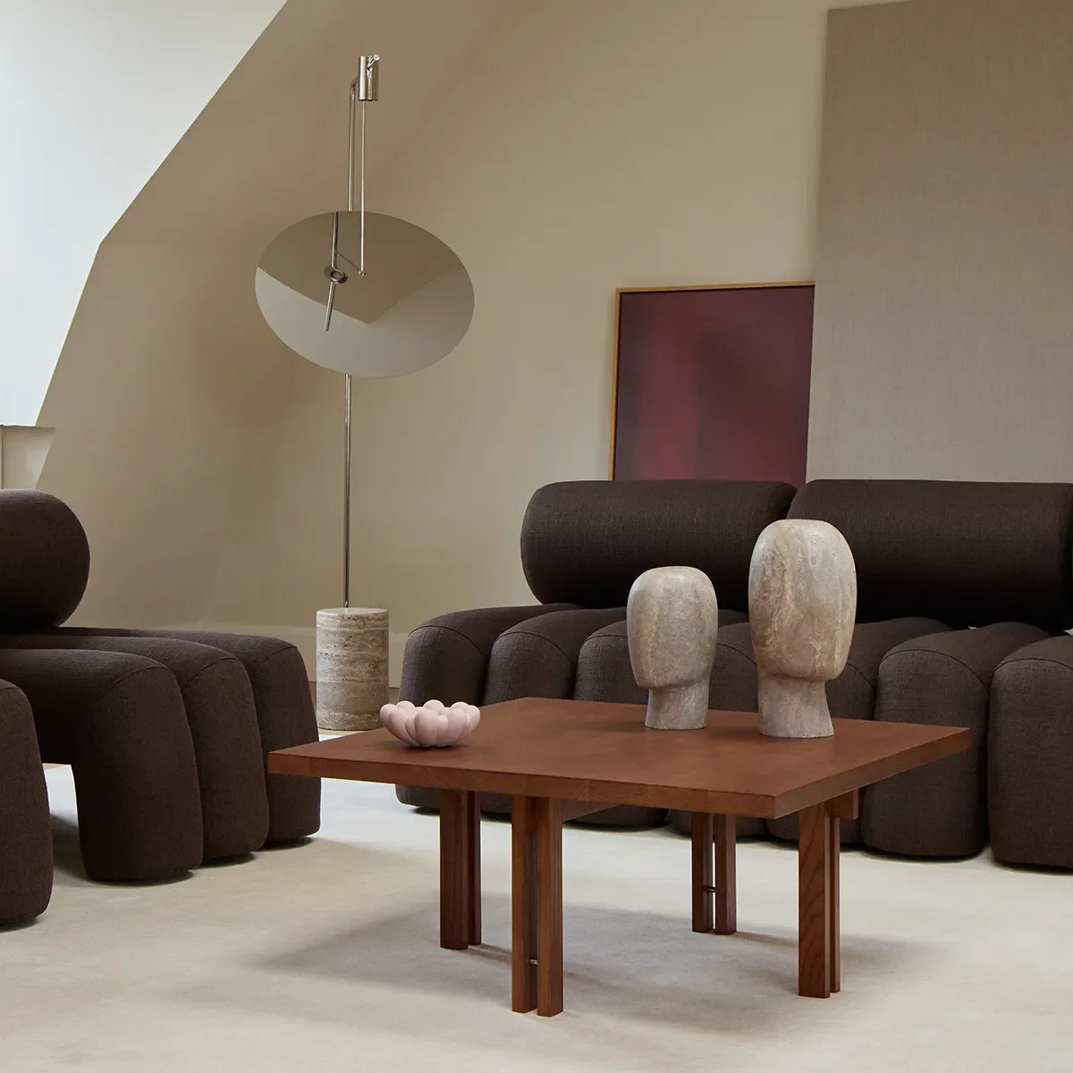 Couchtisch aus Eiche 80x80 Plinth Classic Brown Oak