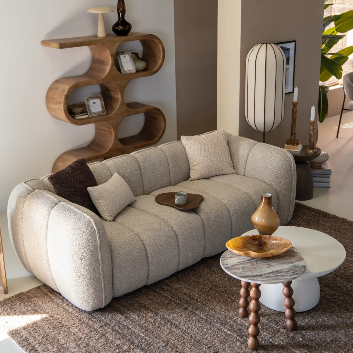 Cubetto Sofa 220x102x69 cm Polyester taupe