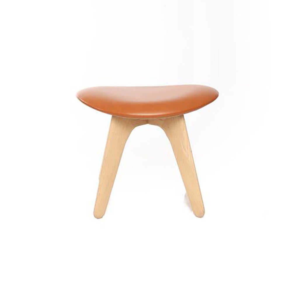 Slab ottoman naturholz cognac leder