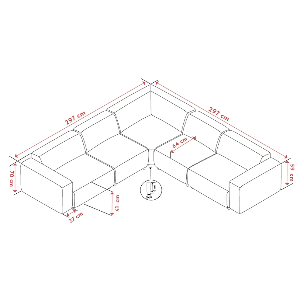 Willard Ecksofa 3+3-Sitzer Stoff Brenda beige