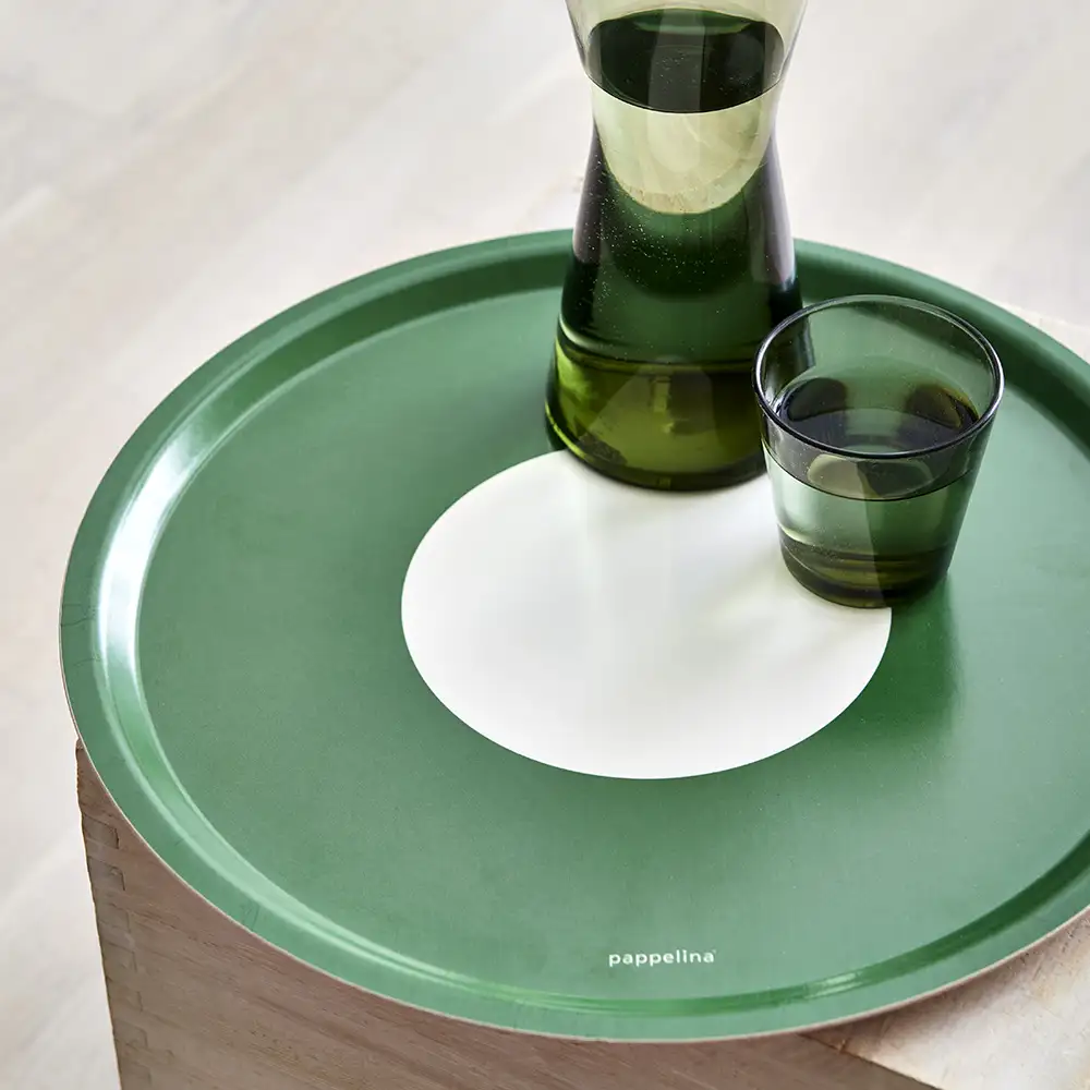 Tray vera 38x38 cm round dark green