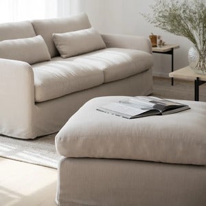 Peyton Fußhocker Stoff Ursula beige