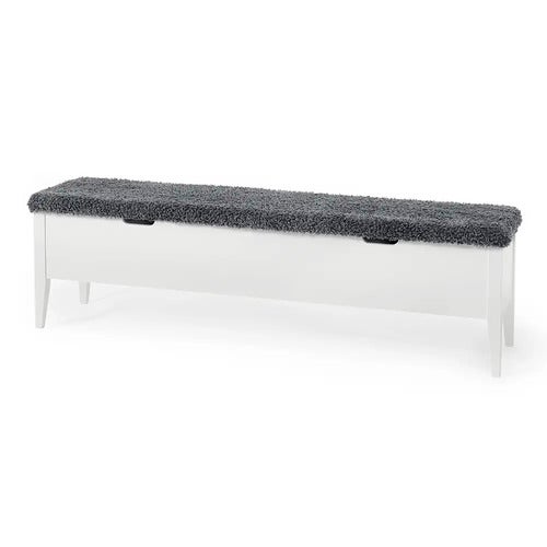 Klinte Bank 160 cm weiß mit echtem Schafsleder