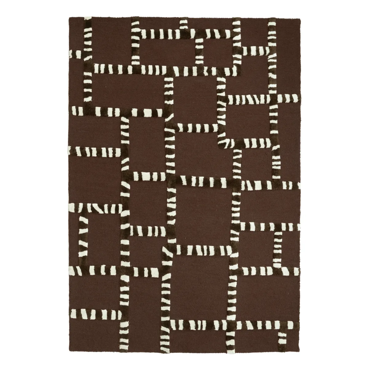 Handgewebter Teppich StripeScape 290x190 cm Brown
