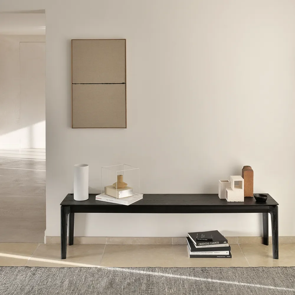 Bücherbank 35x186 cm Eiche schwarz lackiert