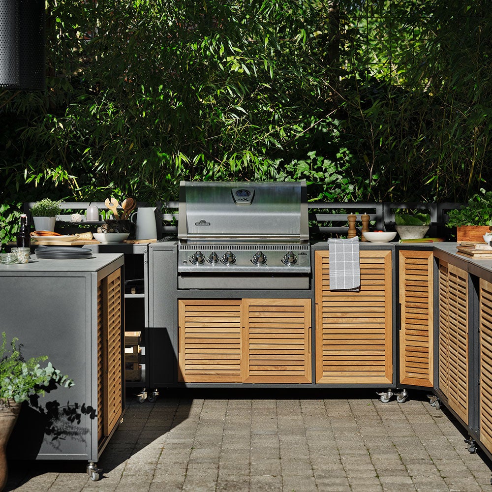 Fornax Außenküche schwarz/teak