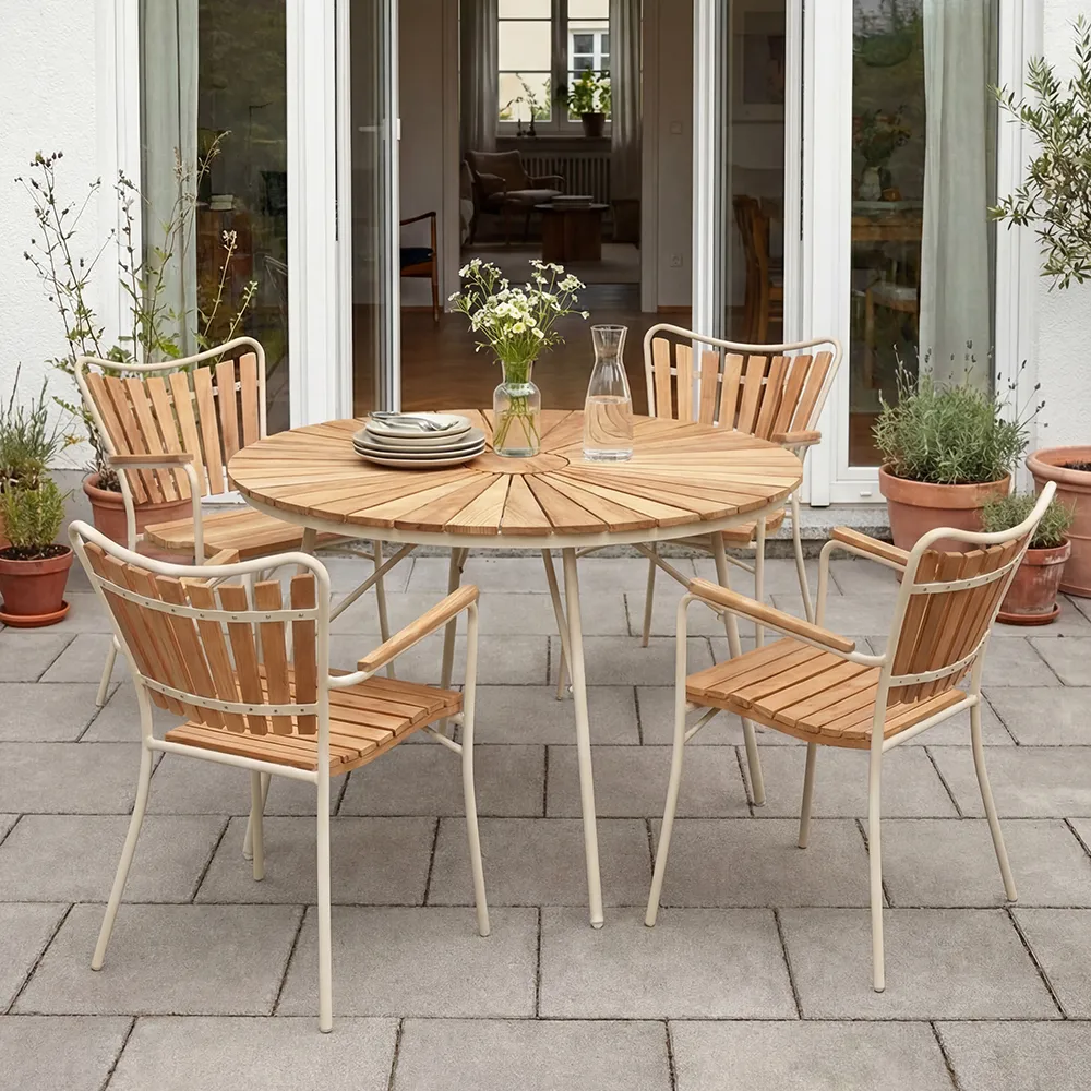 Ellen Tisch 110 cm sandgrau / Teak