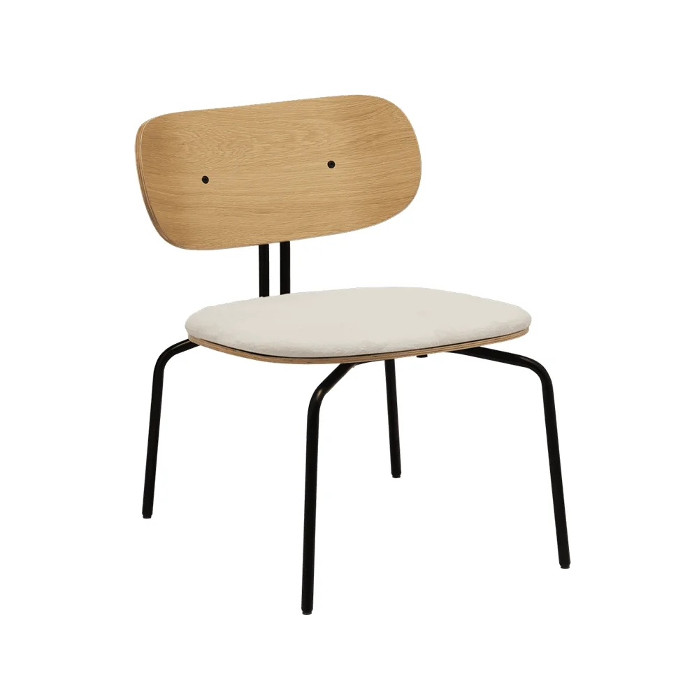 Curious Loungesessel Eiche/Schwarz Teddy White