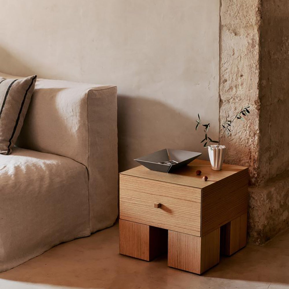  Kuben Nachttisch 1x1 – Natürliches Eichenfurnier