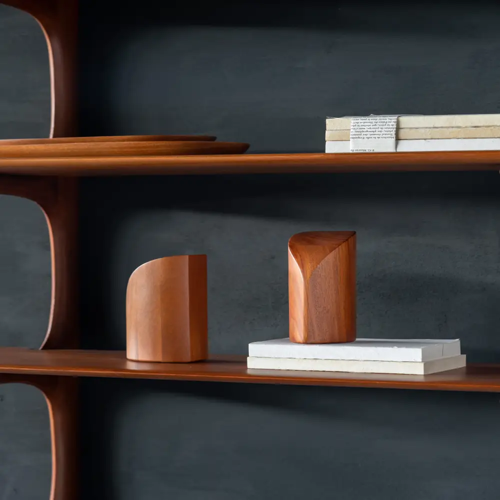  PI Buchstütze, lackiertes Mahagoni, 2er-Set