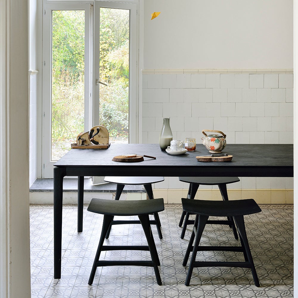 Buche Esstisch 80x160 cm Eiche schwarz lackiert