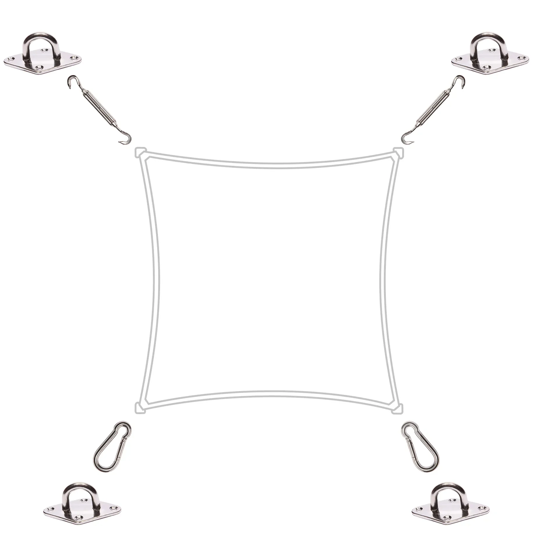 Montagesatz für quadratische Sonnensegel
