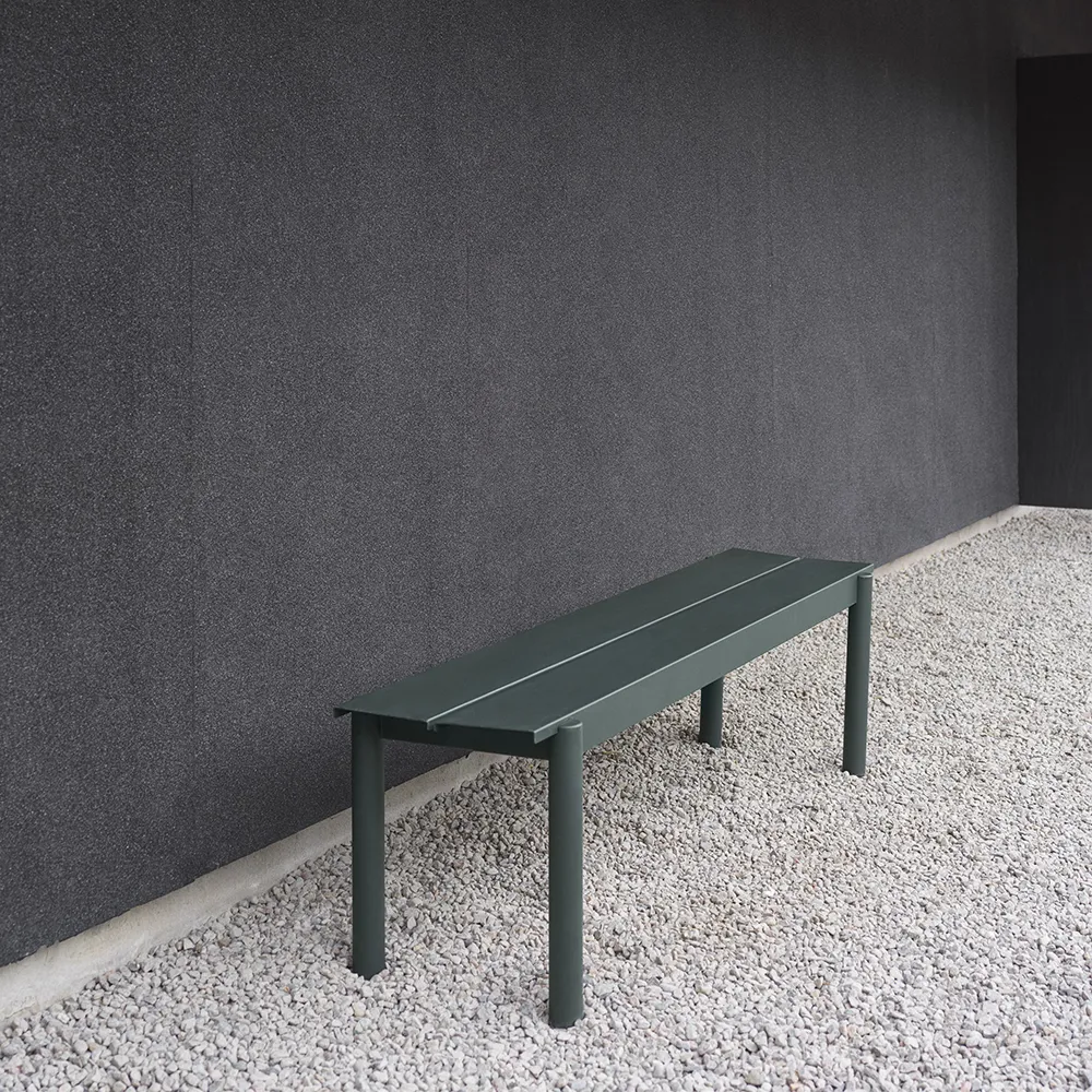 Linear Steel Bank 110x34 cm Dark Green 