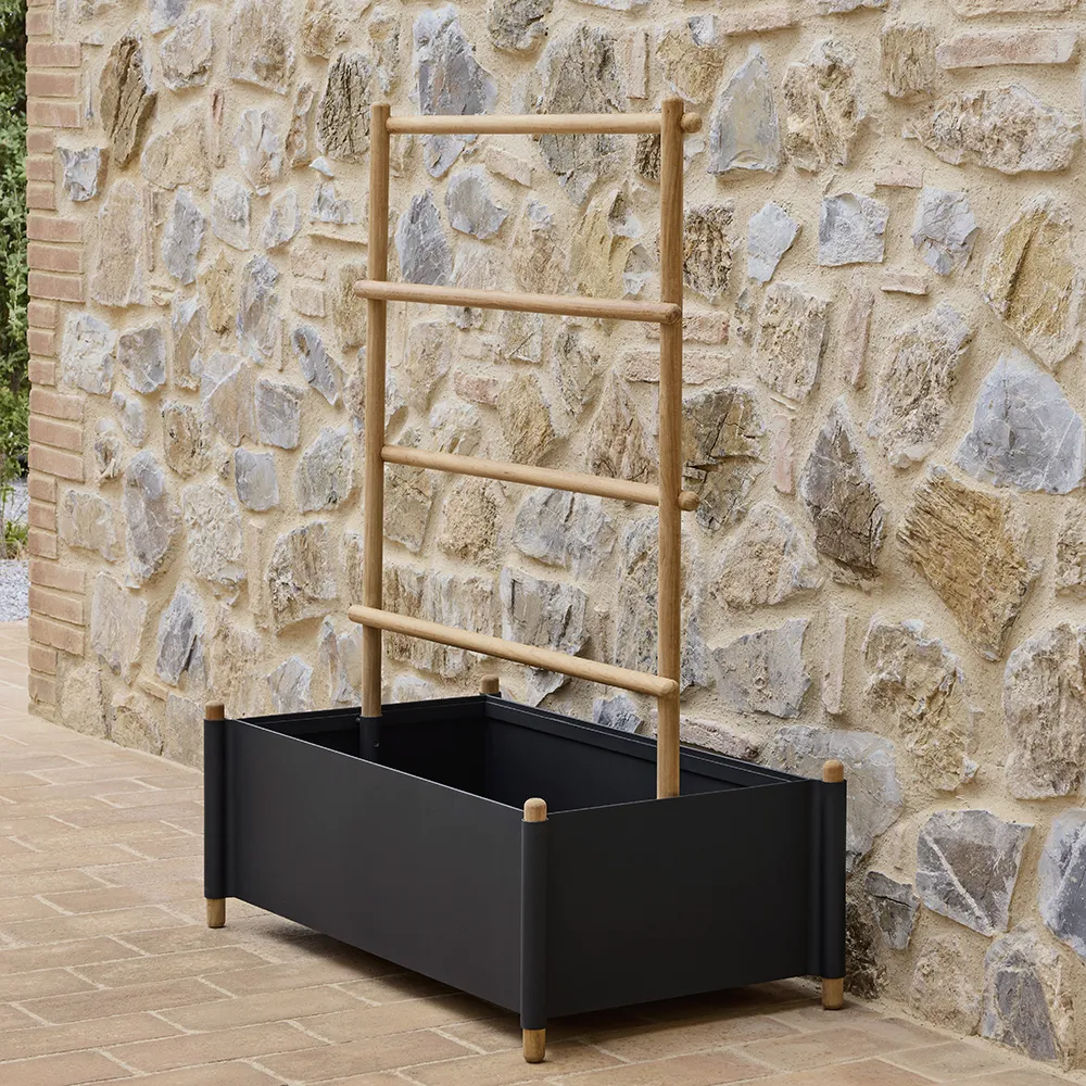 Sticks planter 103 x 58 cm mit Gestell Teak/Grey