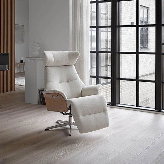 Air Drehsessel mit Fußstütze Stoff B Holz/Aluminium