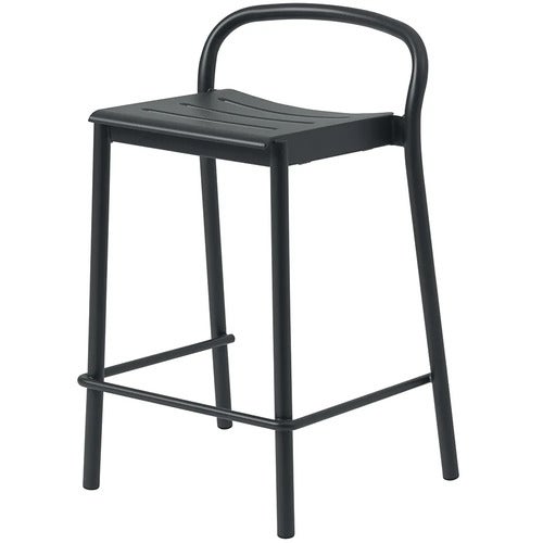 Linear Steel Niedriger Barhocker Anthracite Black