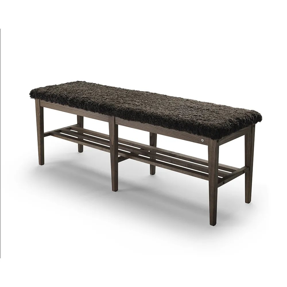 Nadja Bench 130 cm Braun Geölte Esche/Schafsleder Braun