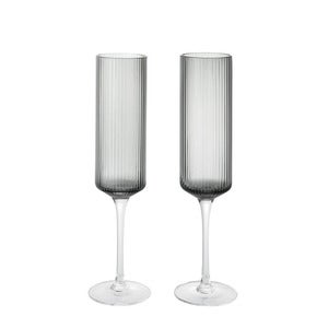 Champagnerglas 2er Pack Ripple Smoked Grey