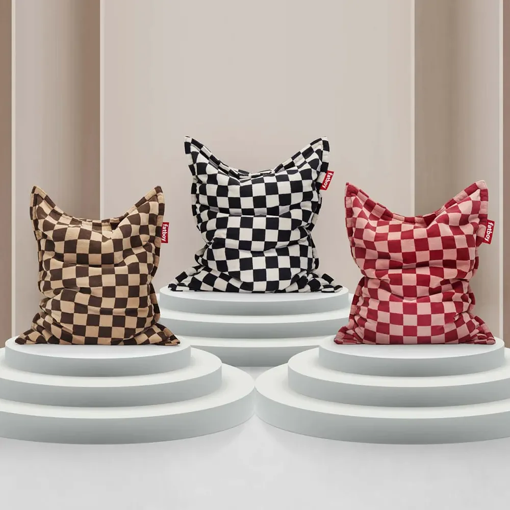 Original slim teddy Sitzsack chess schwarz ecru