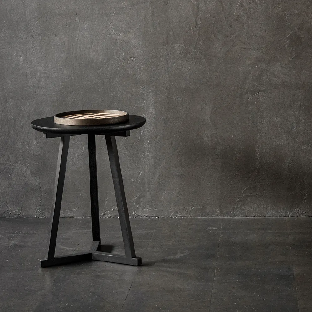 Dreibein Beistelltisch Eiche schwarz