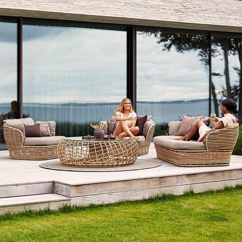 Lounge Sofa Basket Natürliche künstliche Wicker Inkl Licht Airtouch Kissen Set