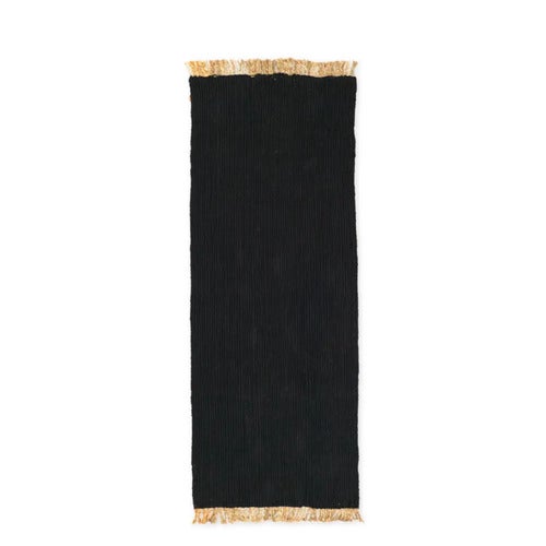 Block Handgewebter Teppich – Schwarz/Naturfarben