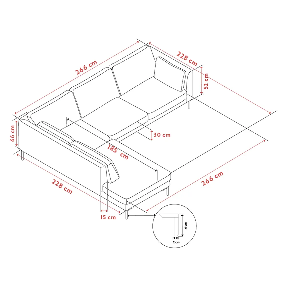 Corwin Ecksofa 2,5+2,5-Sitzer offenes Ende links Stoff Rita hellbeige