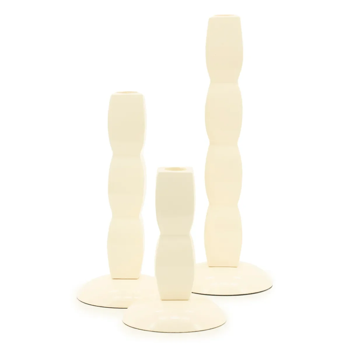 Prinz Kerzenhalter 10x10x28 cm / 10x10x21 cm / 10x10x15 cm Aluminium beige