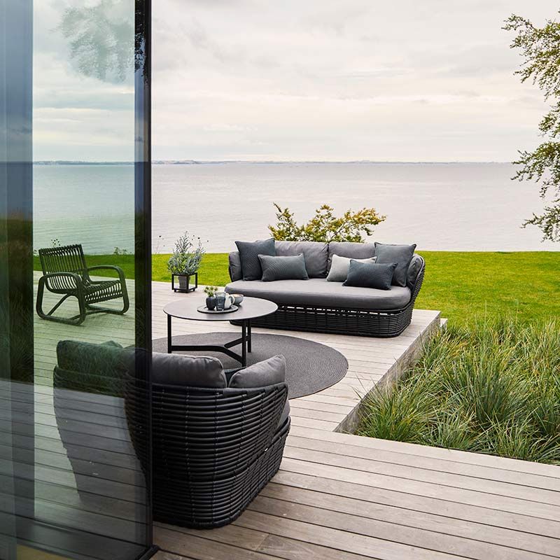 Loungesofa Basket Graphit Künstliches Rattan Inkl Grau Airtouch Kissen Set