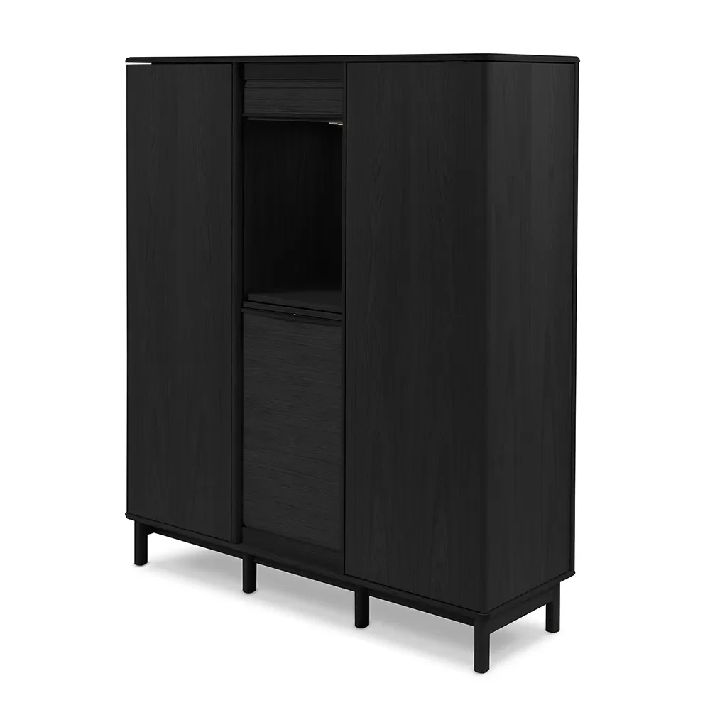 SM546 Hoher Sideboard Schwarz lackierte Eiche