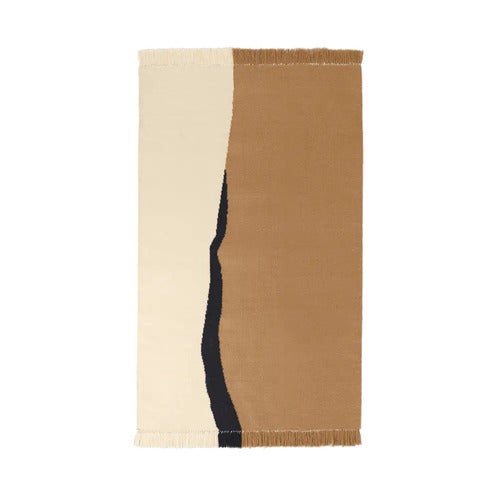  Soil Kelim Teppich 140x200 cm - Dunkler Sand/Off-White