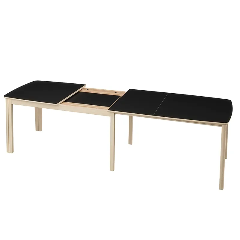 SM107 Esstisch 101x160-316-368 cm Weiß geoltes Eichenholz - Schwarzes Nanolaminat