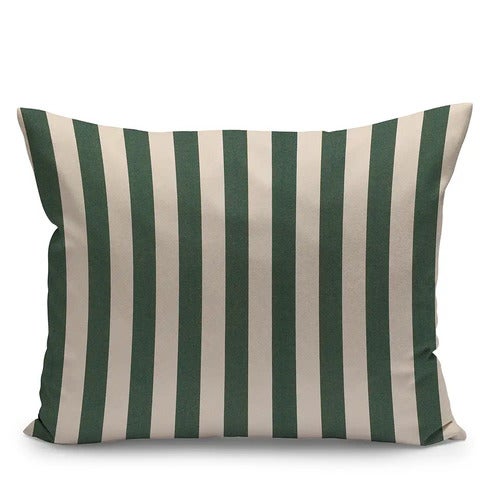 Barriere Zierkissen 50x40 cm Hell Apricot/Dunkelgrün gestreift