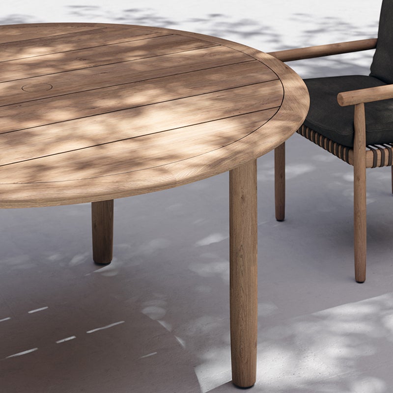 TIBBO Esstisch Ø 150 cm, w/parasol hole BQM teak 0205