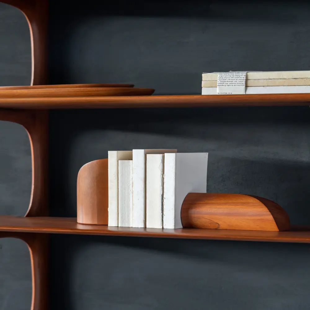  PI Buchstütze, lackiertes Mahagoni, 2er-Set