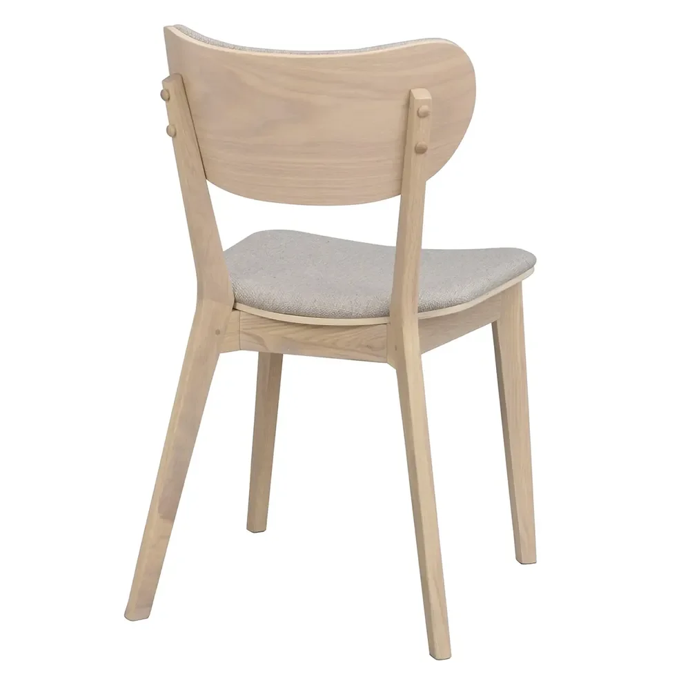 Kato Esszimmerstuhl Eiche weiß gekalkt/grau-beiger Stoff