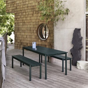 Linear Steel Bank 110x34 cm Grey 