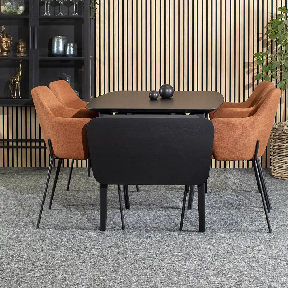 Ella Esstisch 125x85 mit Klappe schwarz