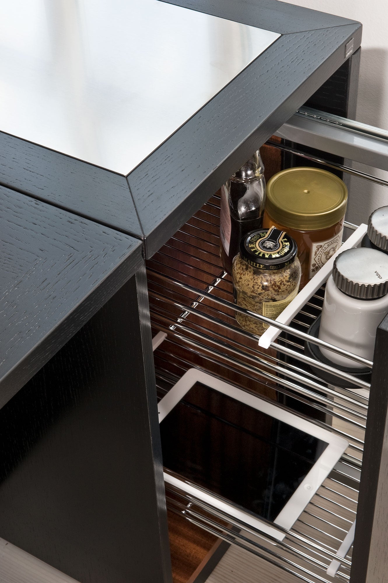 Sm101 Tisch Eiche Schwarz Lack 80-109(178)x40x74 cm