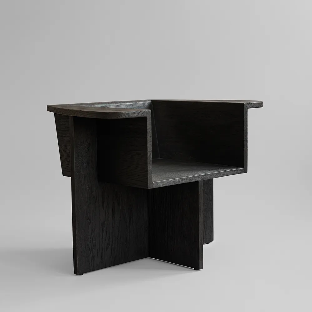 Brutus Lounge-Sessel – Kaffeebraun, Schwarz Eiche