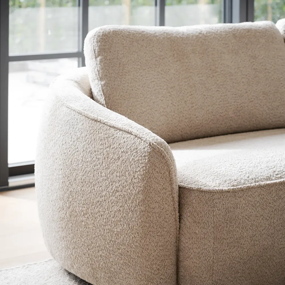 Norris Sofa 3-Sitzer mit Chaiselongue rechts Stoff Anna hellbeige