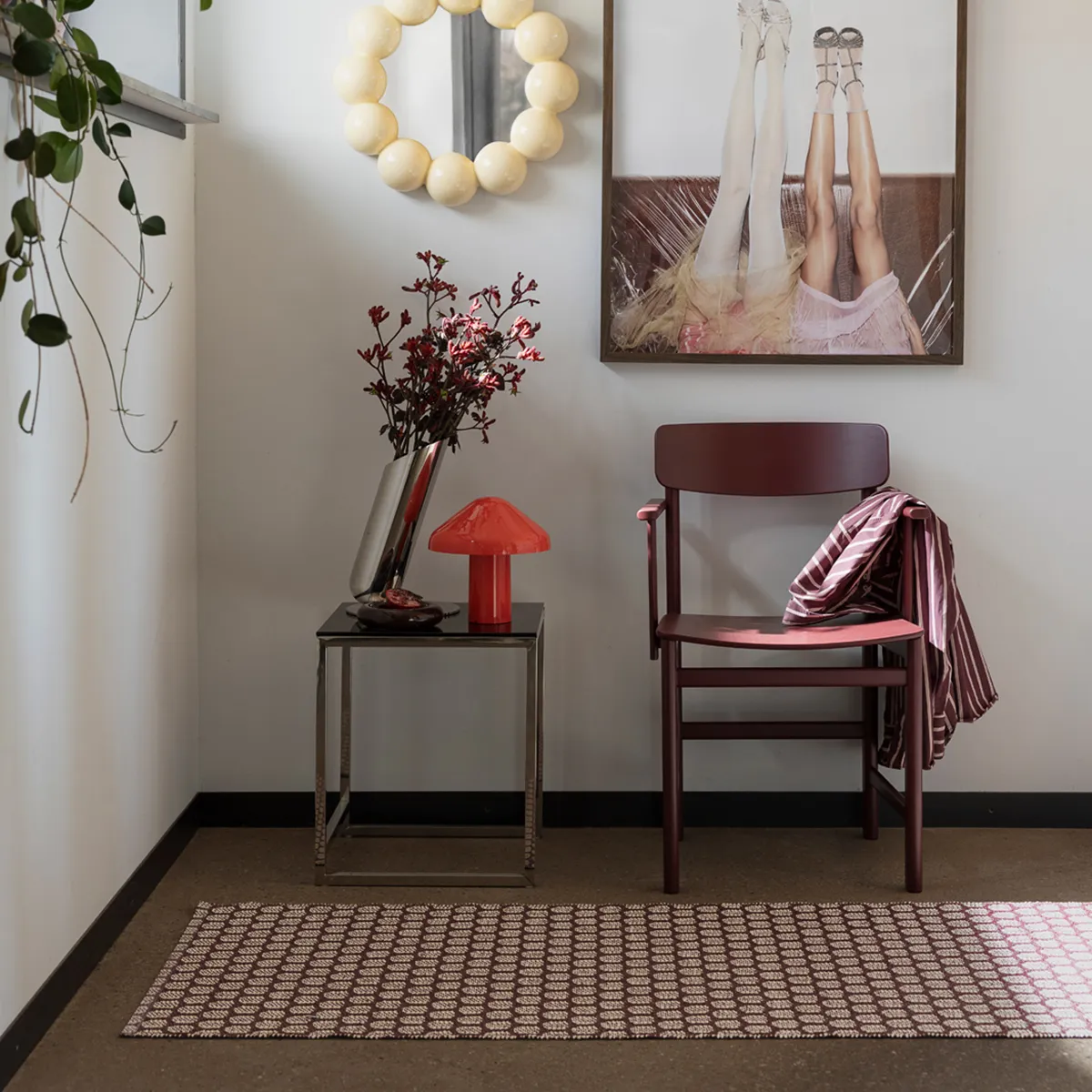 Wendbarer Kunststoffteppich MIMI Burgundy/Cream 70x360 cm