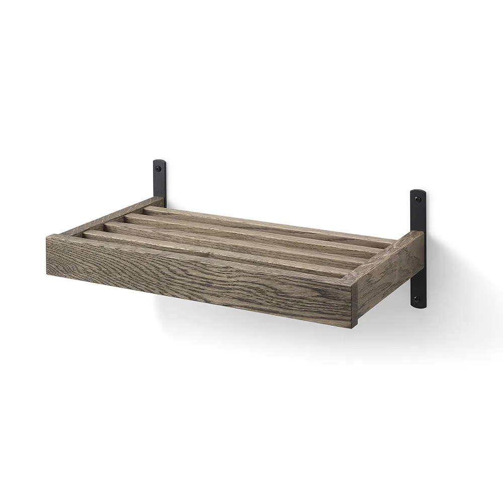 Nadja Schuhregal 50 cm Wandmontage Räuchereiche/Mattschwarzer Stahl