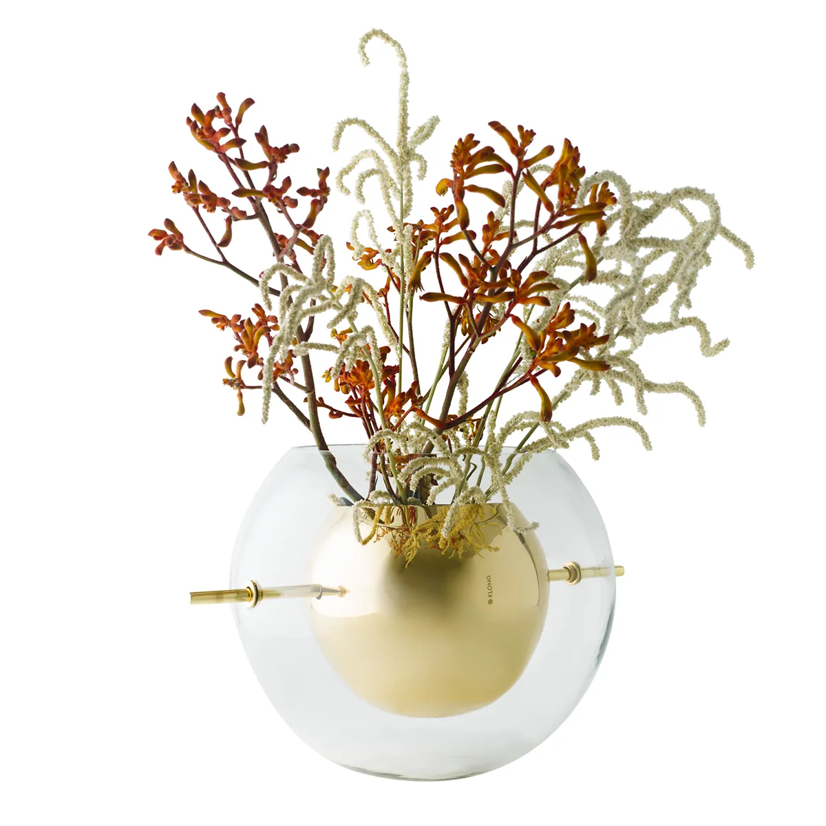 Alba Round Vase Ø30xH25 cm Munblåst Glas och Messing Klong
